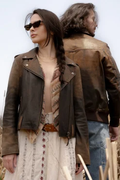 Authentic Soft Lamb Crackle Leather Biker Jacket