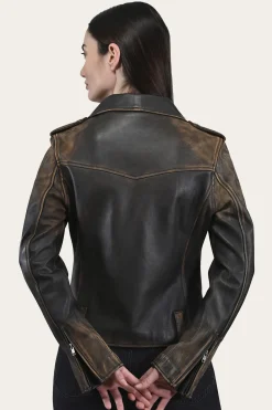 Authentic Soft Lamb Crackle Leather Biker Jacket