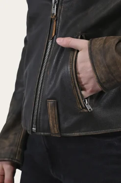 Authentic Soft Lamb Crackle Leather Biker Jacket