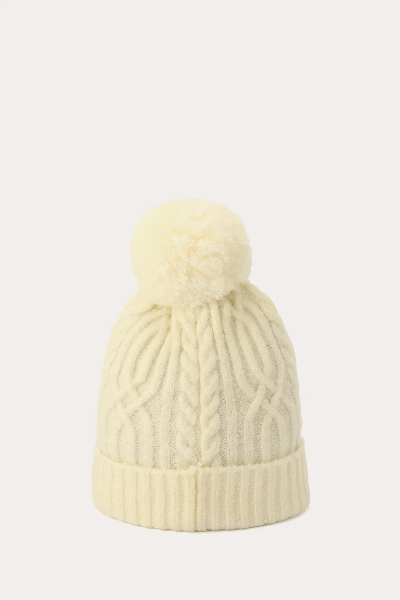Cable Beanie With Self Pom