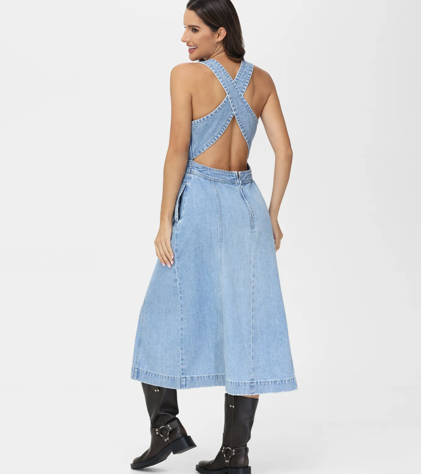 Criss-cross Maxi Denim Dress