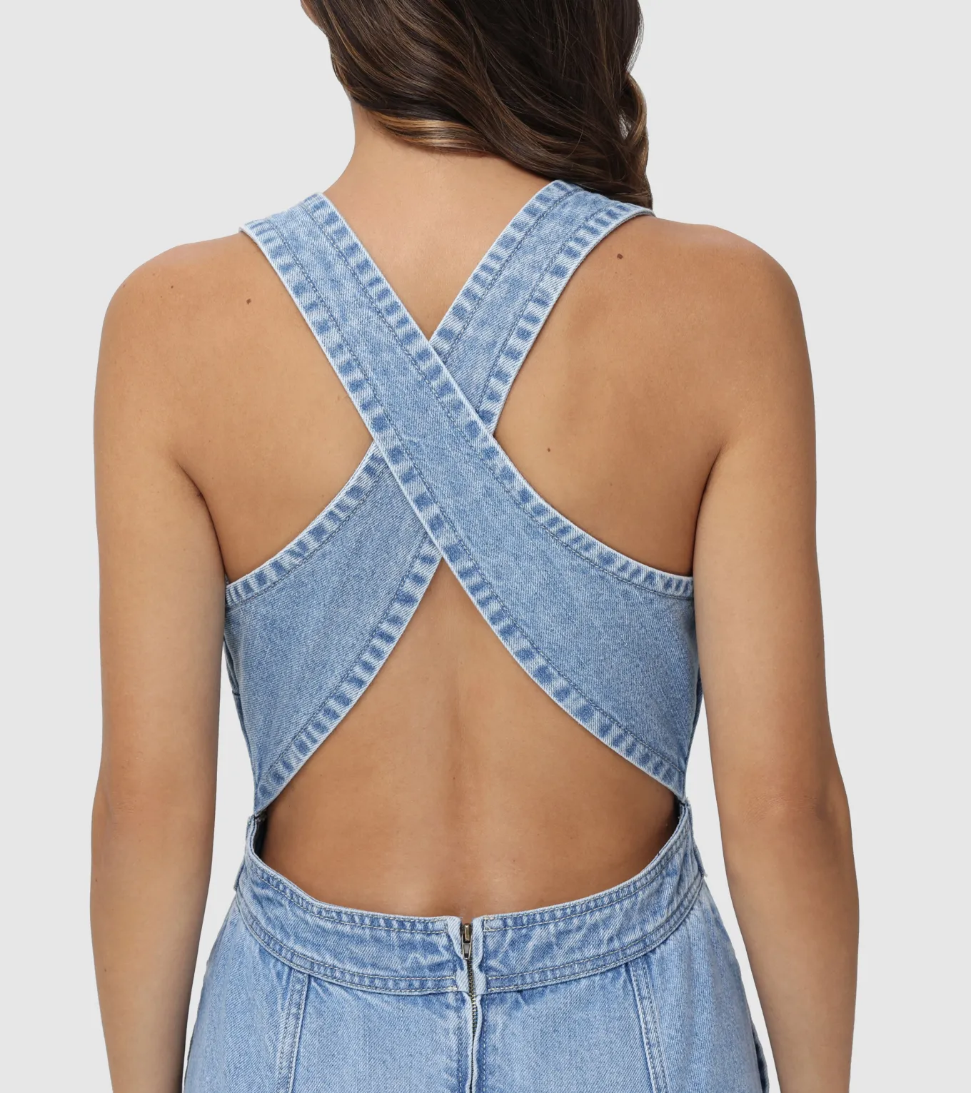 Criss-cross Maxi Denim Dress