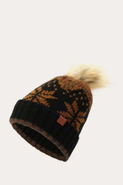 Fair Isle Beanie With Cuff & Faux Fur Pom