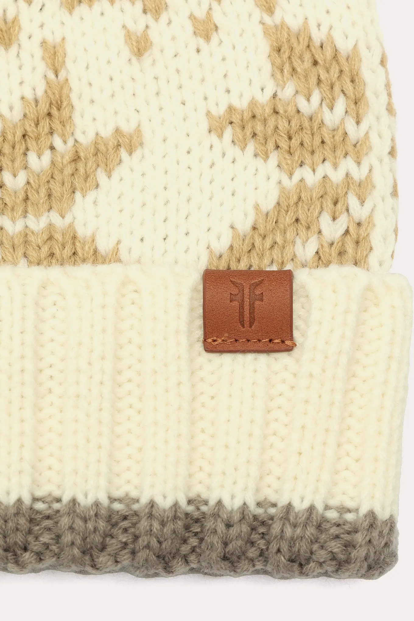 Fair Isle Beanie With Cuff & Faux Fur Pom