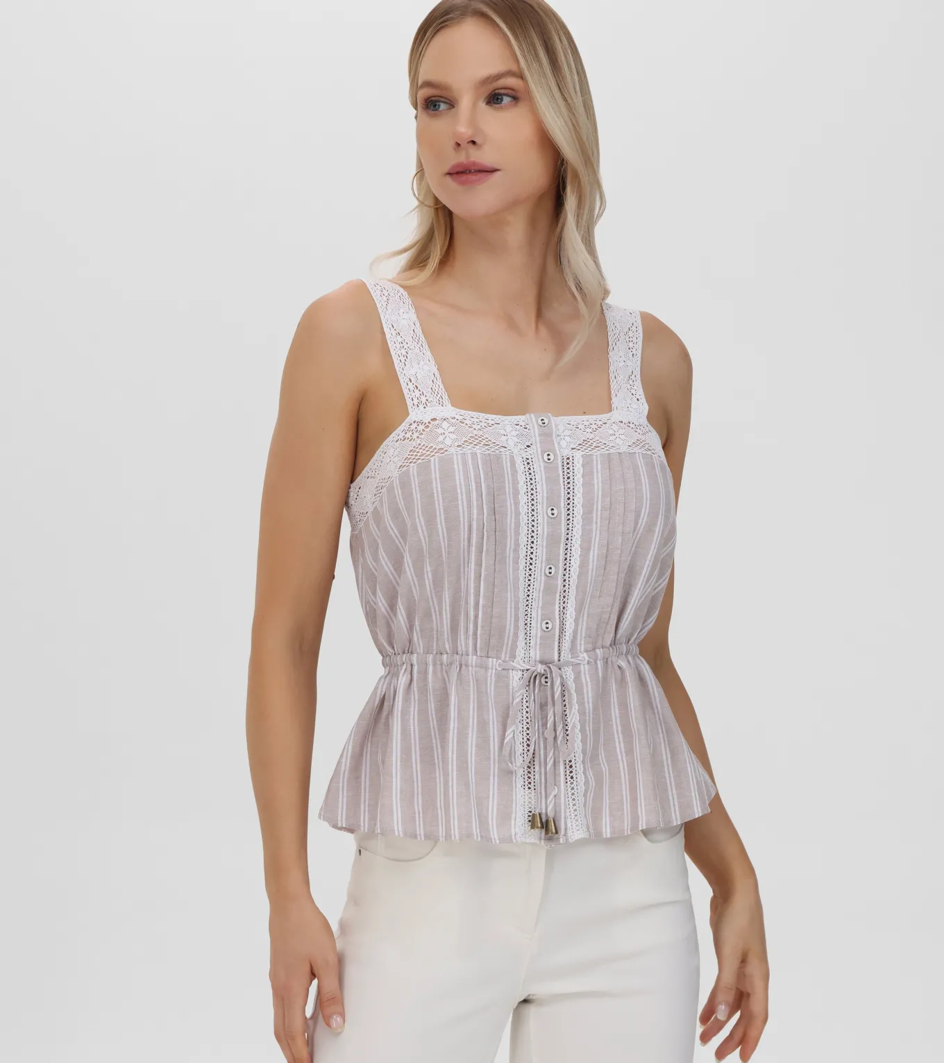 Lace Trim Square Neck Tank
