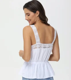 Lace Trim Square Neck Tank
