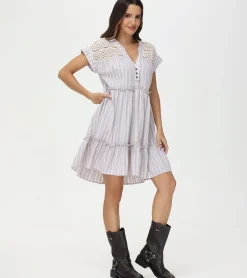 Linen Striped Midi Dress