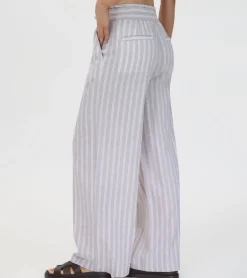 Linen Striped Wide Leg Pant
