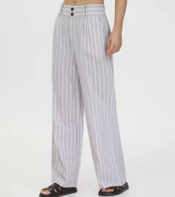 Linen Striped Wide Leg Pant