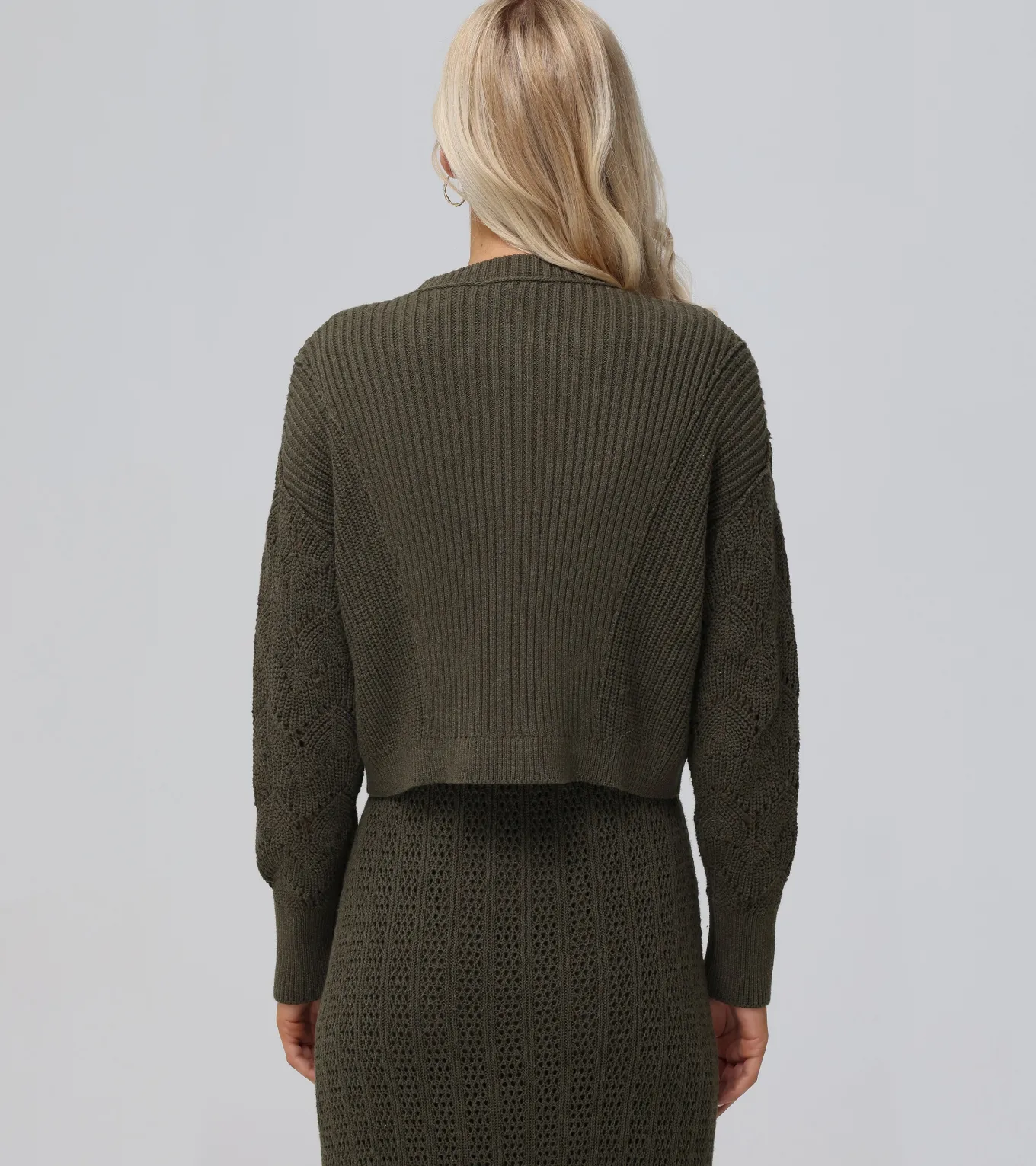 Mixed Stitch Button Front Cardigan