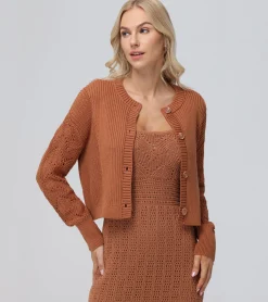 Mixed Stitch Button Front Cardigan