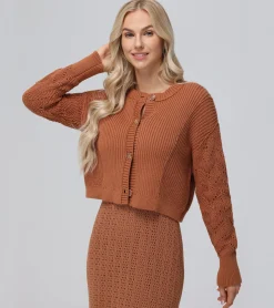 Mixed Stitch Button Front Cardigan
