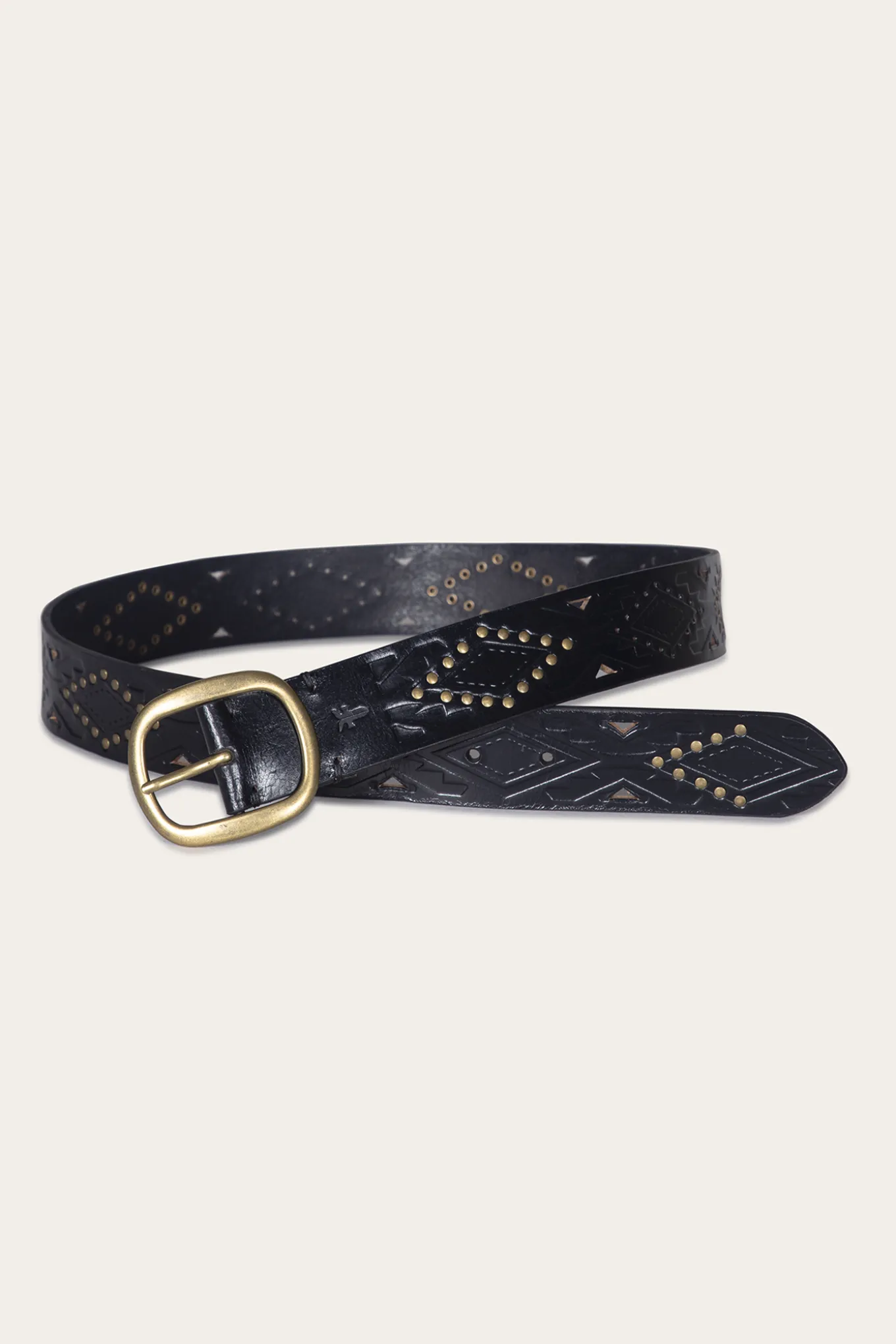 38mm Belt With Southwestern Embossing, Perf & Studs