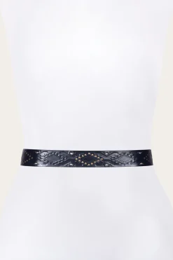 38mm Belt With Southwestern Embossing, Perf & Studs