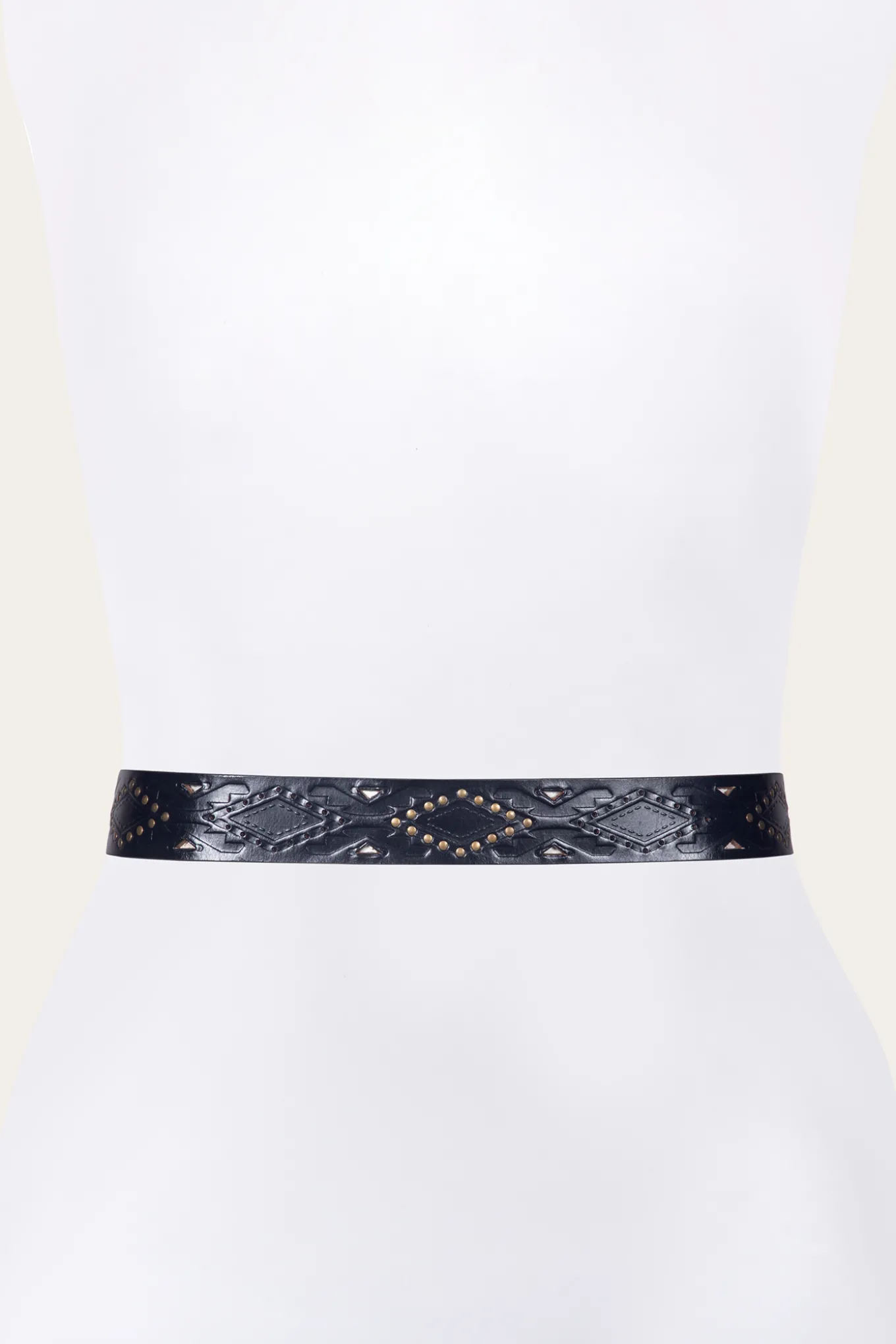 38mm Belt With Southwestern Embossing, Perf & Studs