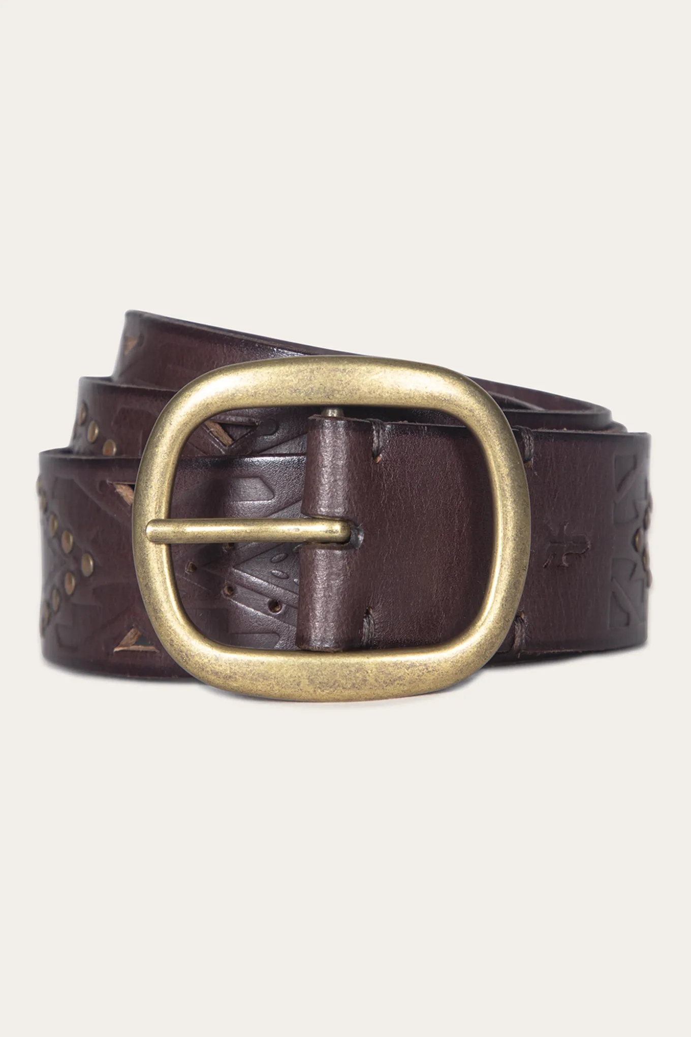 38mm Belt With Southwestern Embossing, Perf & Studs