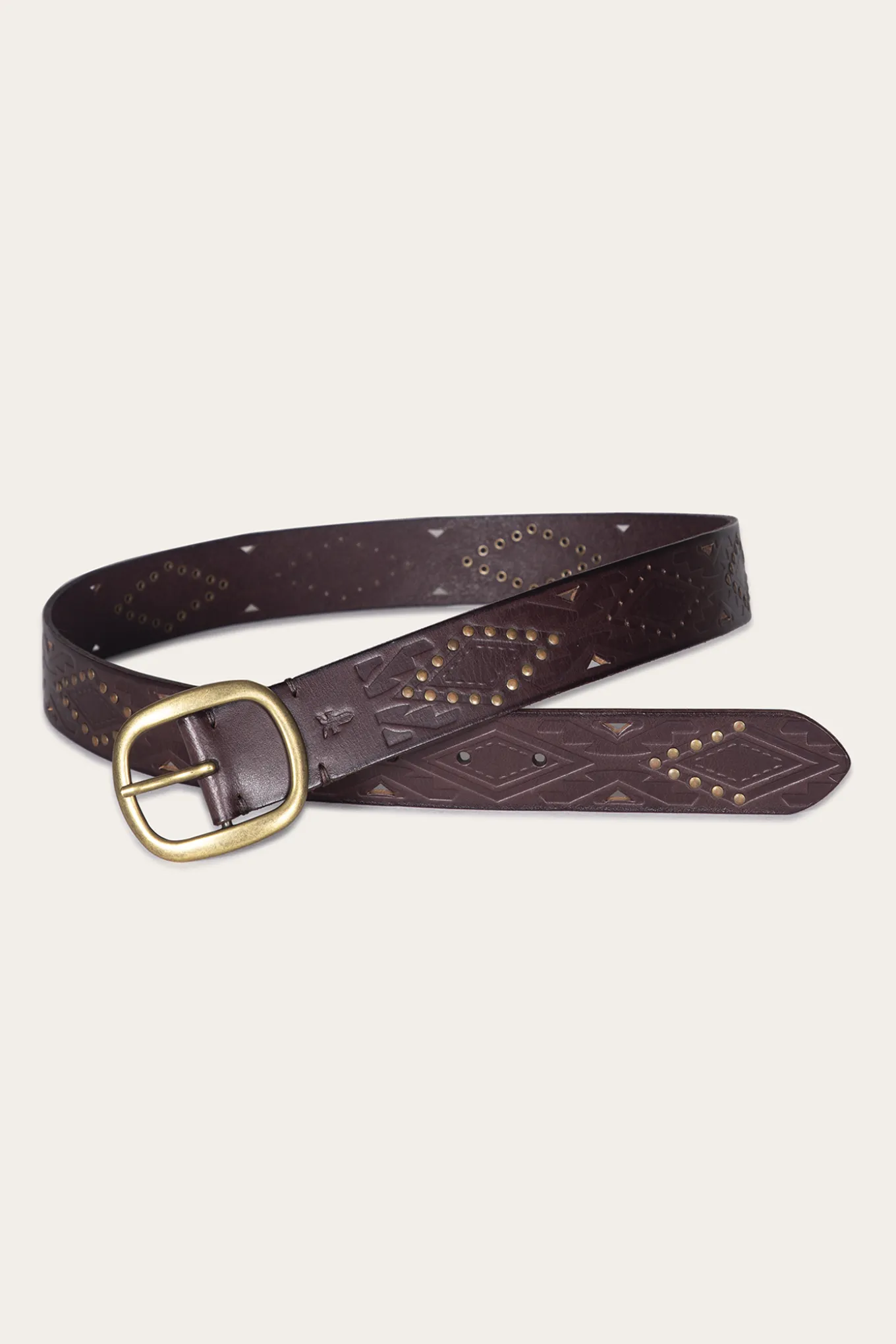 38mm Belt With Southwestern Embossing, Perf & Studs
