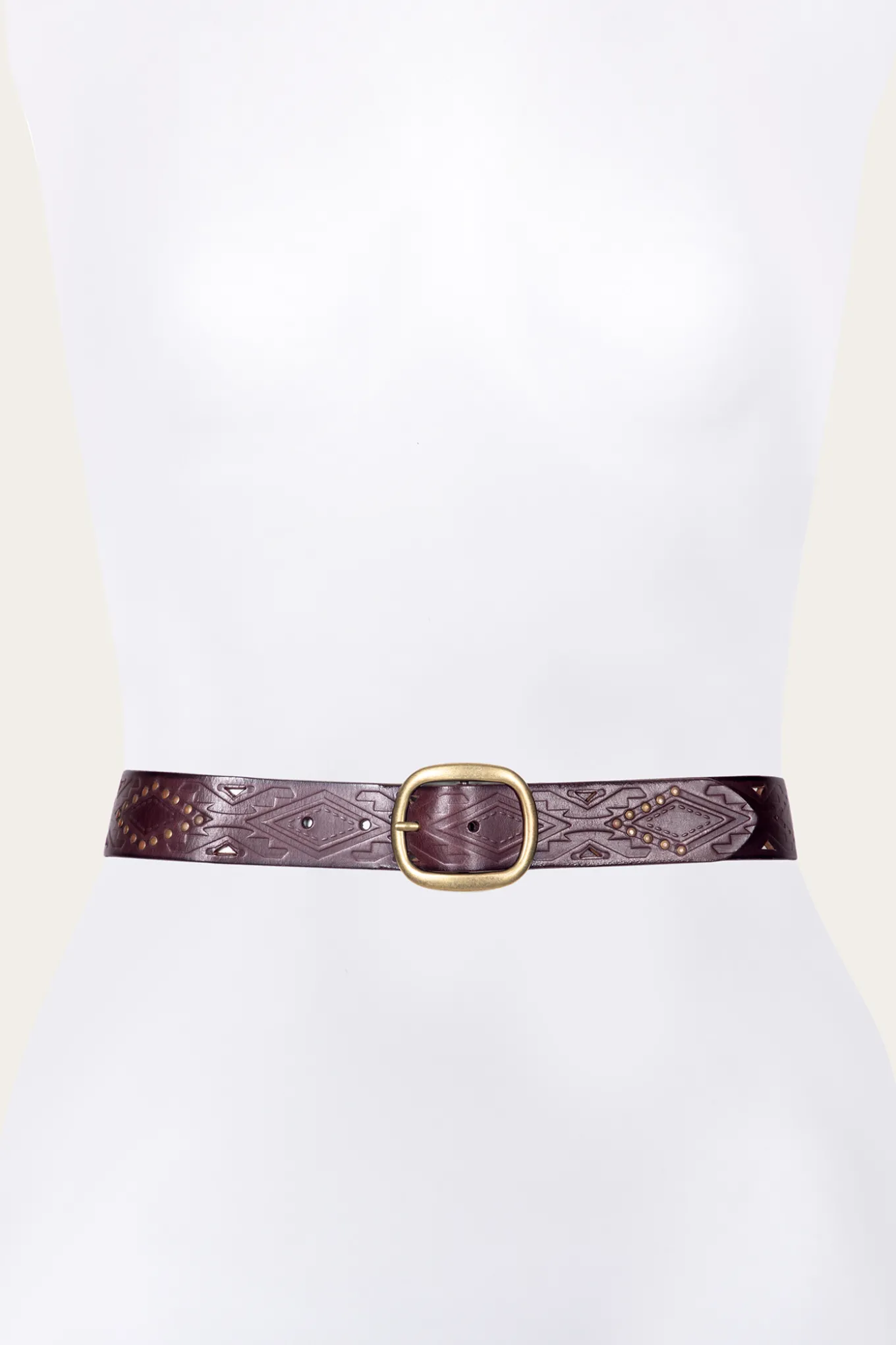 38mm Belt With Southwestern Embossing, Perf & Studs