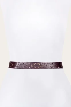 38mm Belt With Southwestern Embossing, Perf & Studs