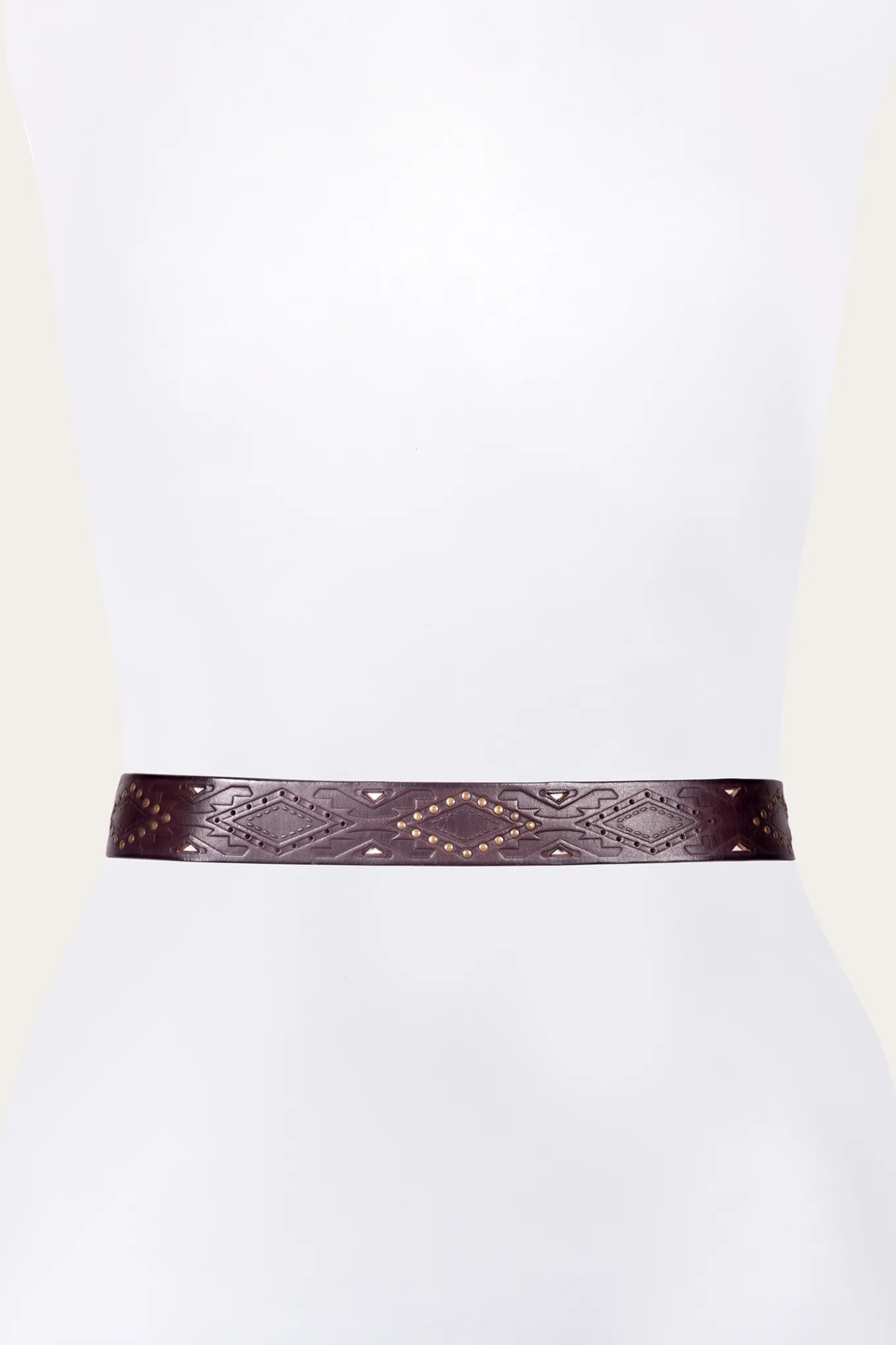 38mm Belt With Southwestern Embossing, Perf & Studs