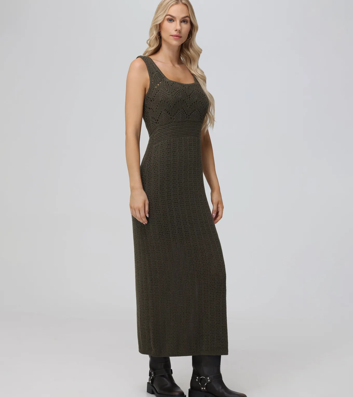 Open Stitch Maxi Sweater Dress