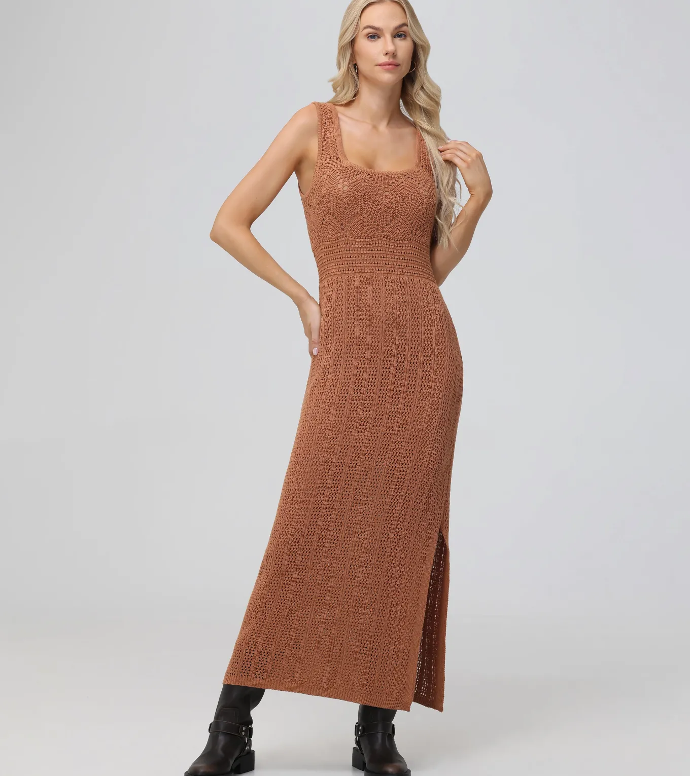 Open Stitch Maxi Sweater Dress