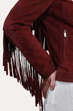 Oxblood Fringed Jacket