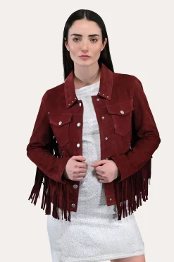 Oxblood Fringed Jacket