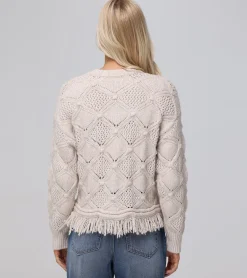 Pointelle Fringe Pullover