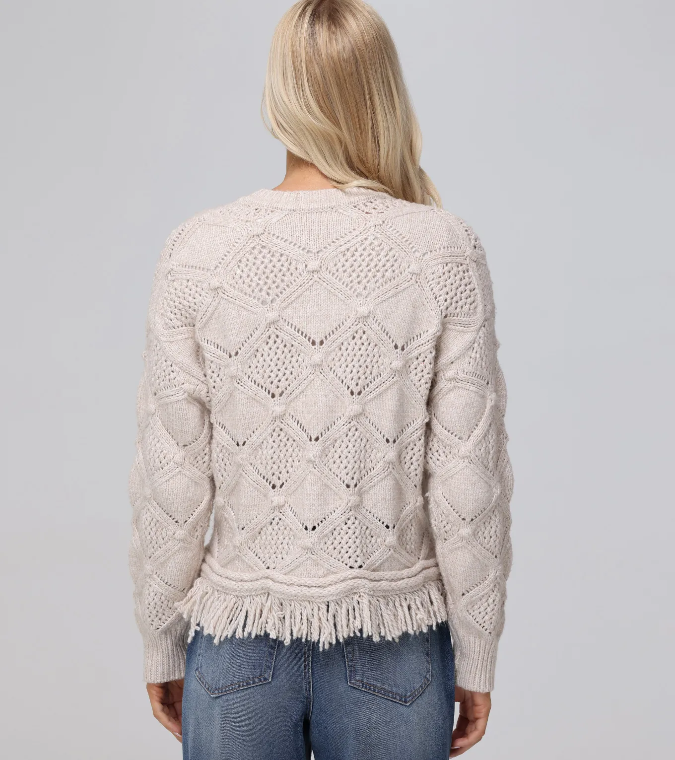 Pointelle Fringe Pullover