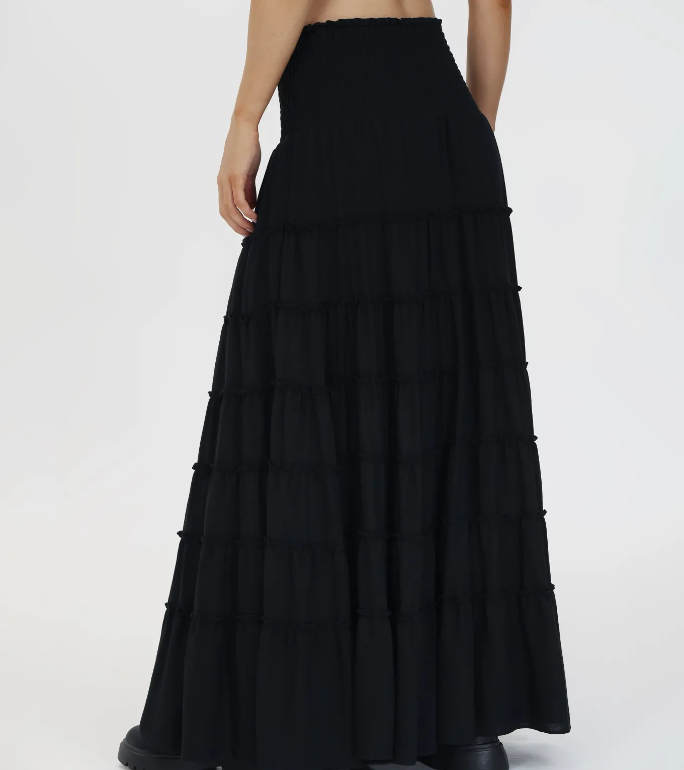 Smocked Tiered Maxi Skirt