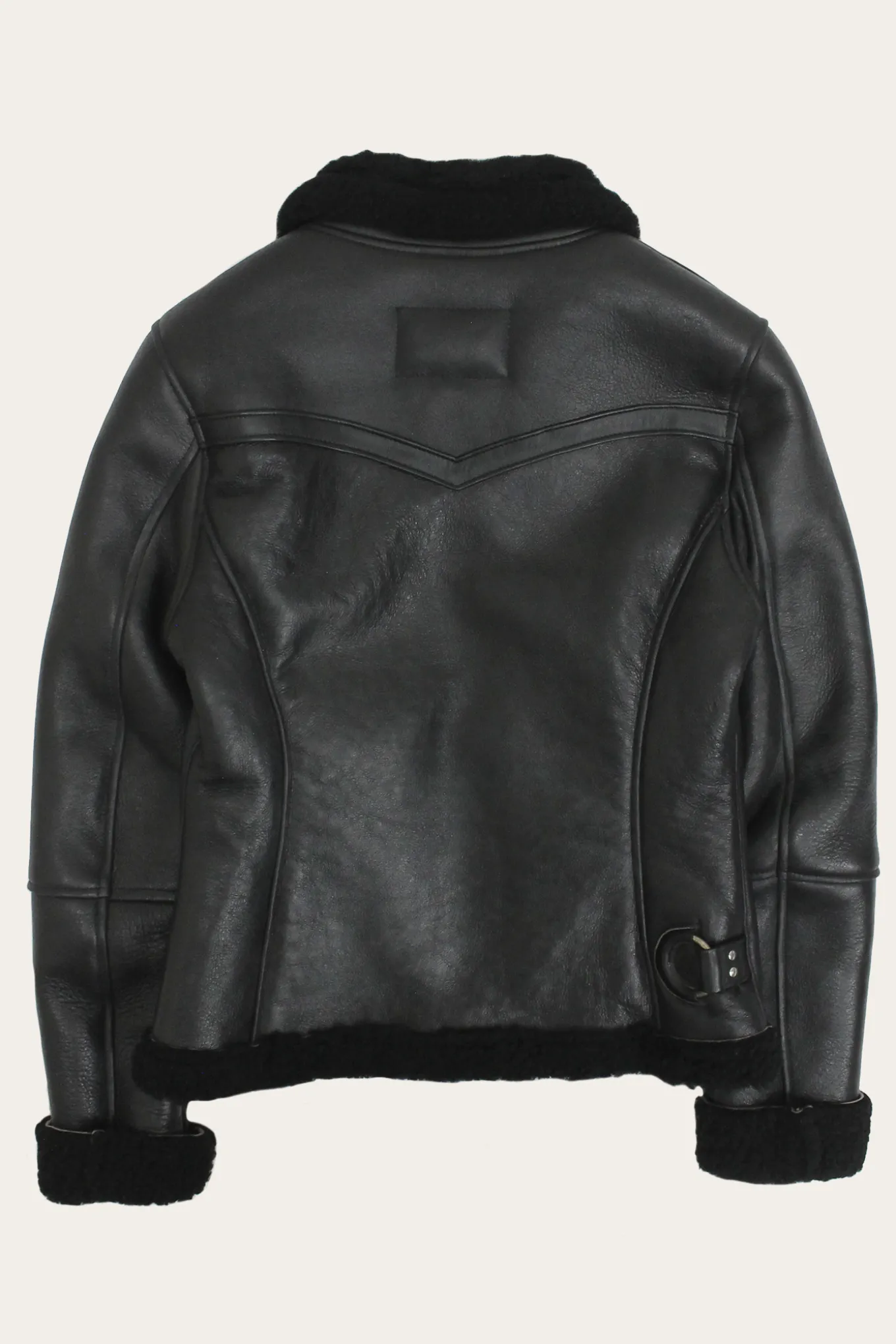 Women's Leather Jacket With Sherling Collar And Cuffs