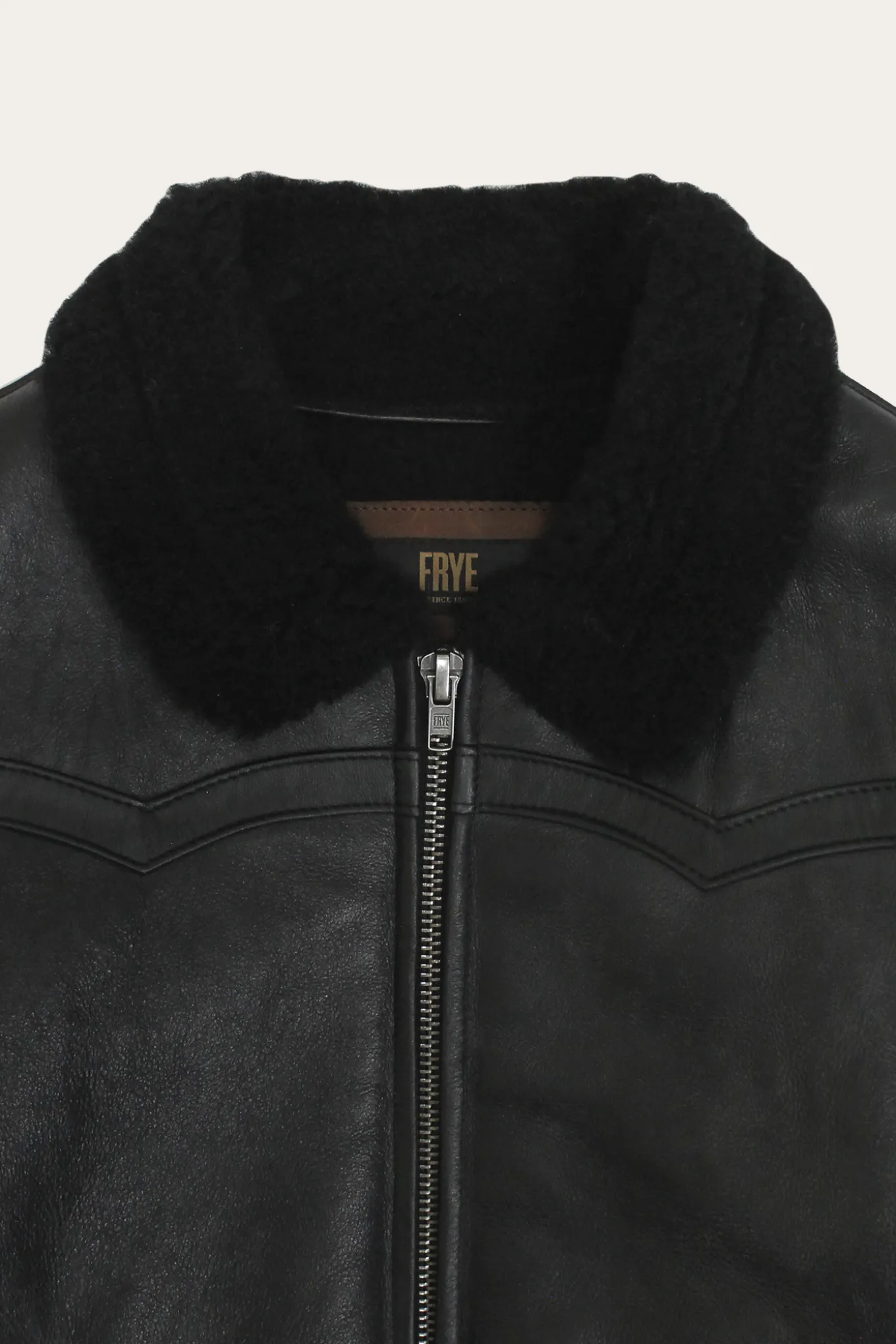Women's Leather Jacket With Sherling Collar And Cuffs